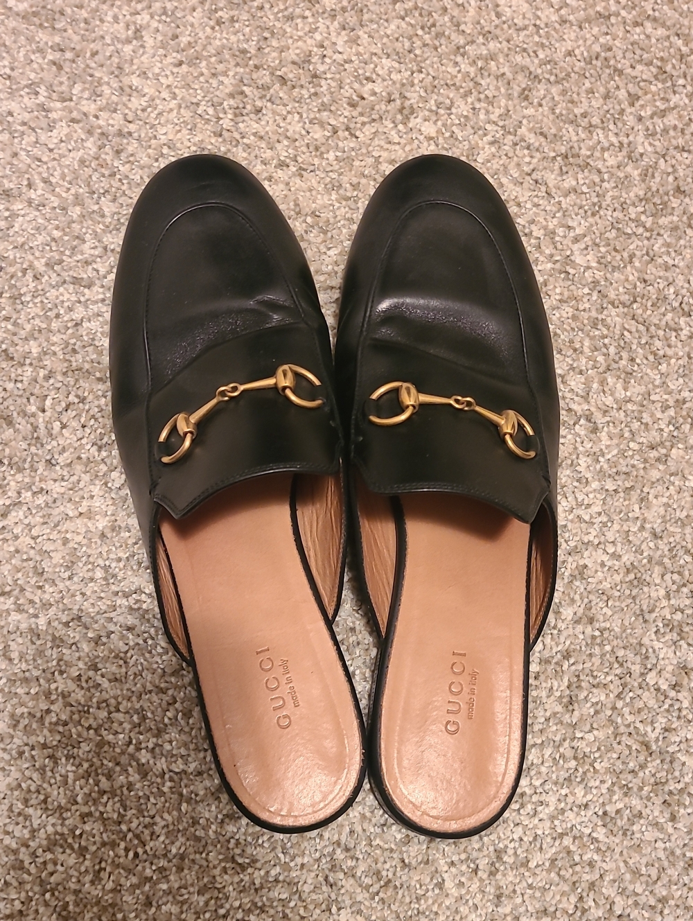 Gucci Black Leather Horsebit Mule Loafers